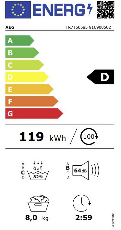 Сушилня AEG TR7T50585